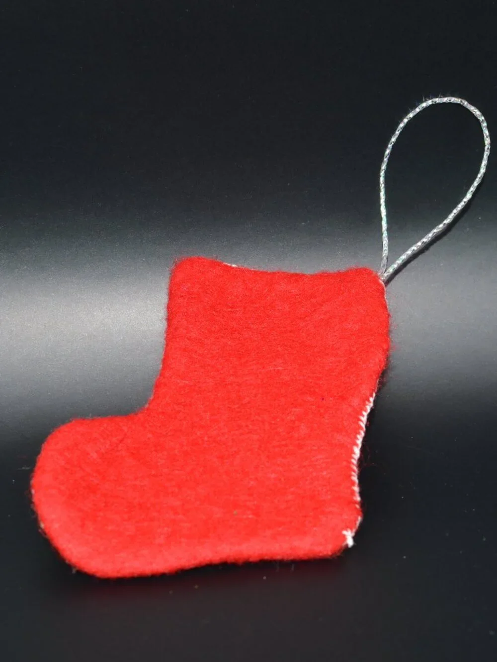 Cross Stitch Homemade Stocking Ornament - Red Stripes